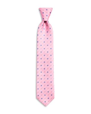 Silk Classic Geometric Floral Grid Tie 
