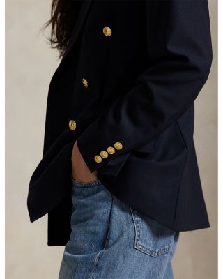 Double Breasted Stretch Wool Blazer