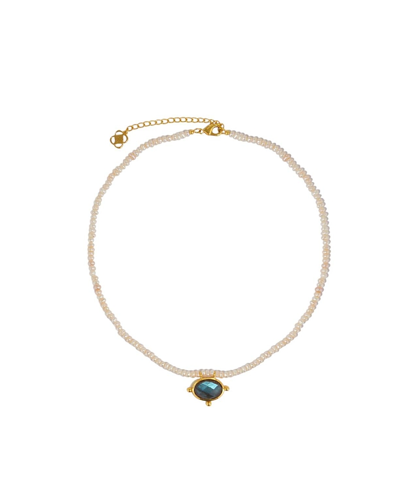 Ottoman Hands Women's Sorel Pearl and Labradorite Beaded Necklace