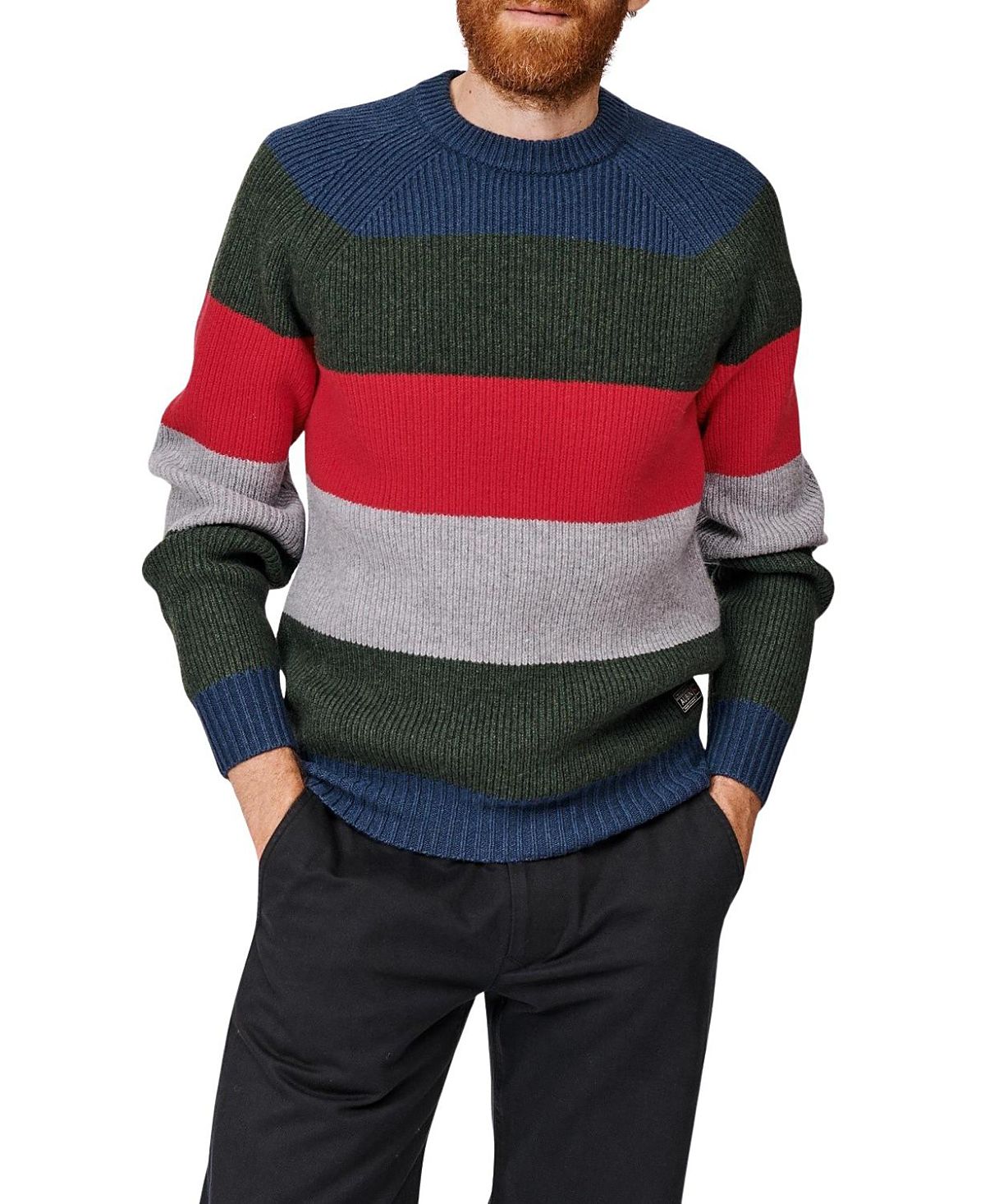 Aubin Pitt Block Stripe Crew Neck Sweater