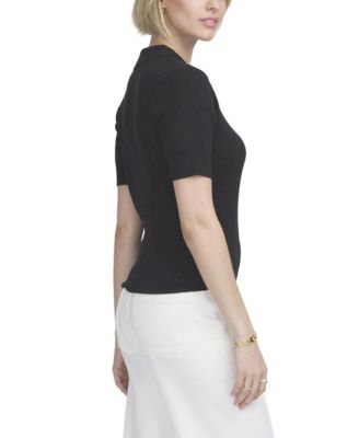 Fine Gauge Ribbed Short Sleeve Henley