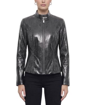  Metis Suede Pythn Printed Zip Jacket