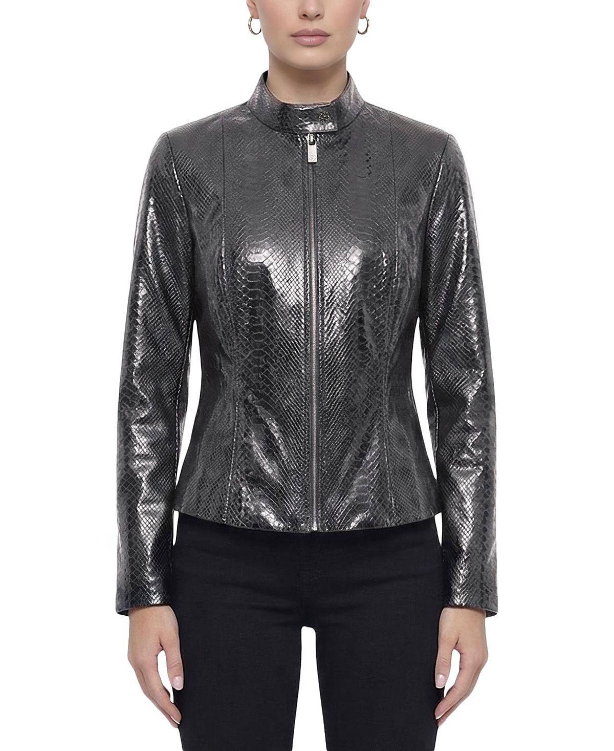 Gorski Metis Suede Pythn Printed Zip Jacket