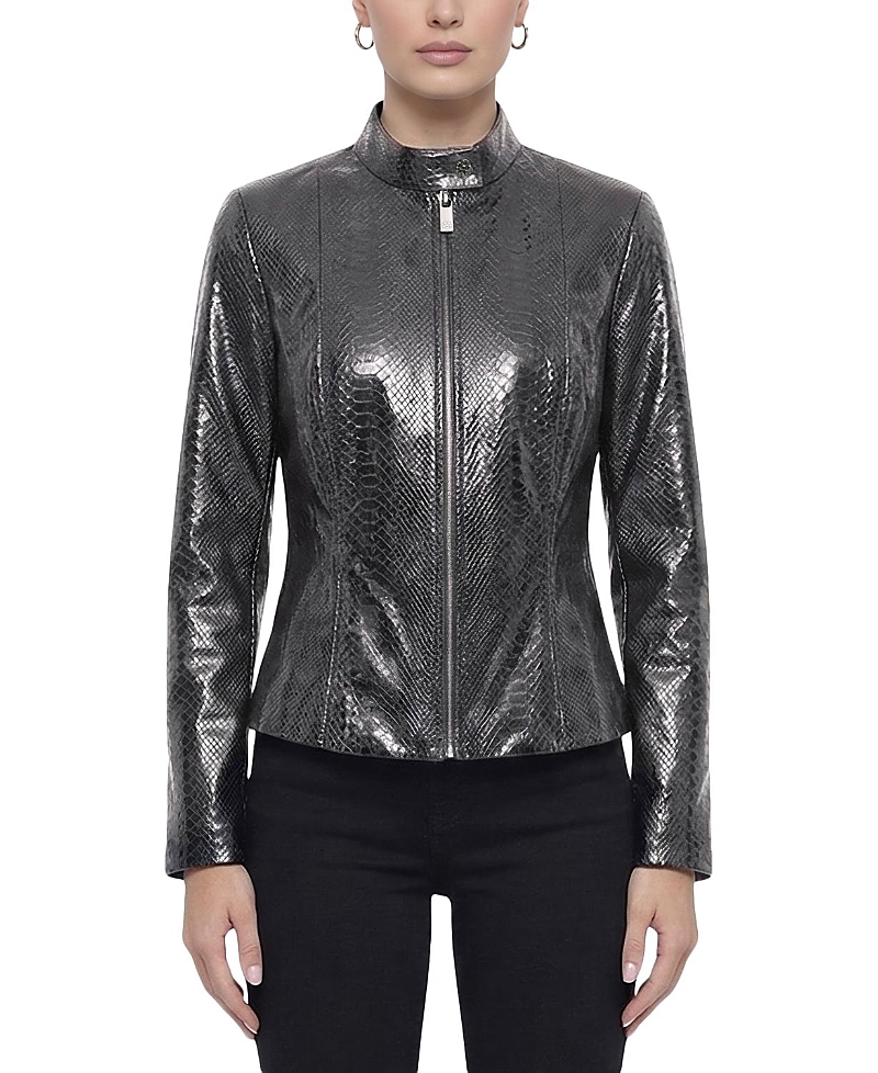 Gorski Metis Suede Pythn Printed Zip Jacket