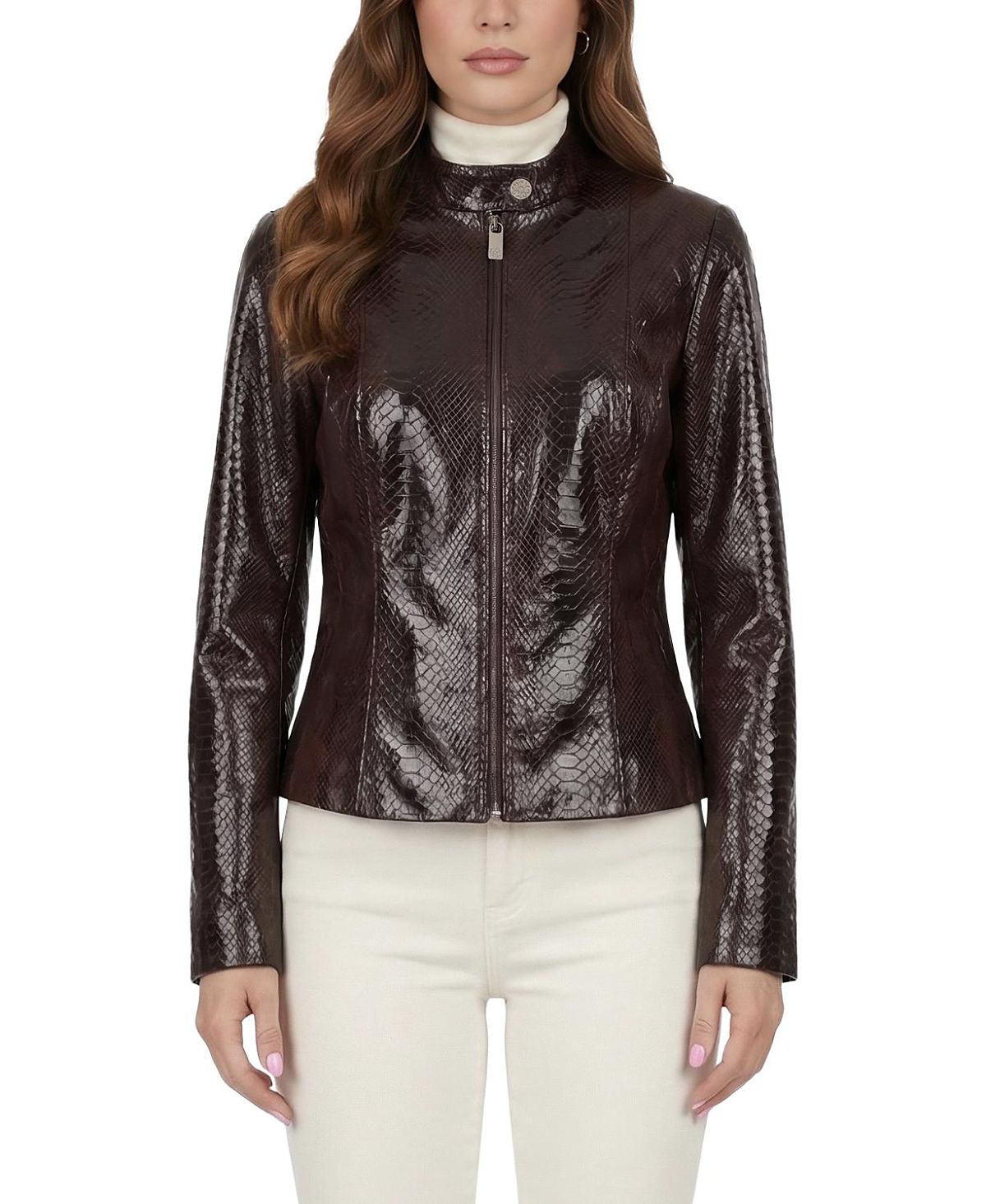 Gorski Metis Suede Pythn Printed Zip Jacket