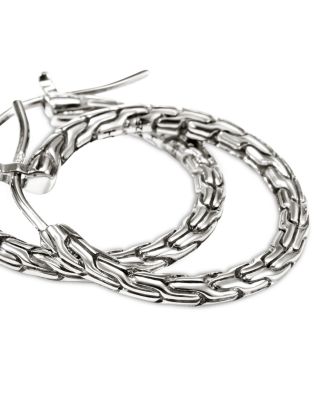 Sterling Silver JH Essentials Chain Motif Hoop Earrings
