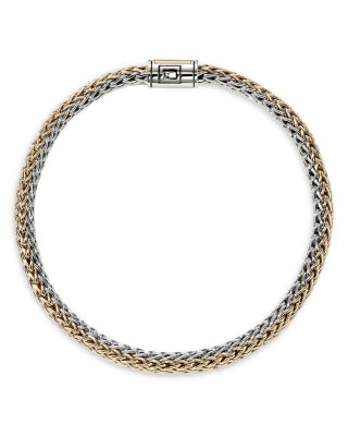 14K Yellow Bonded Gold & Sterling Silver Icon Reversible Woven Link Bracelet, 5mm