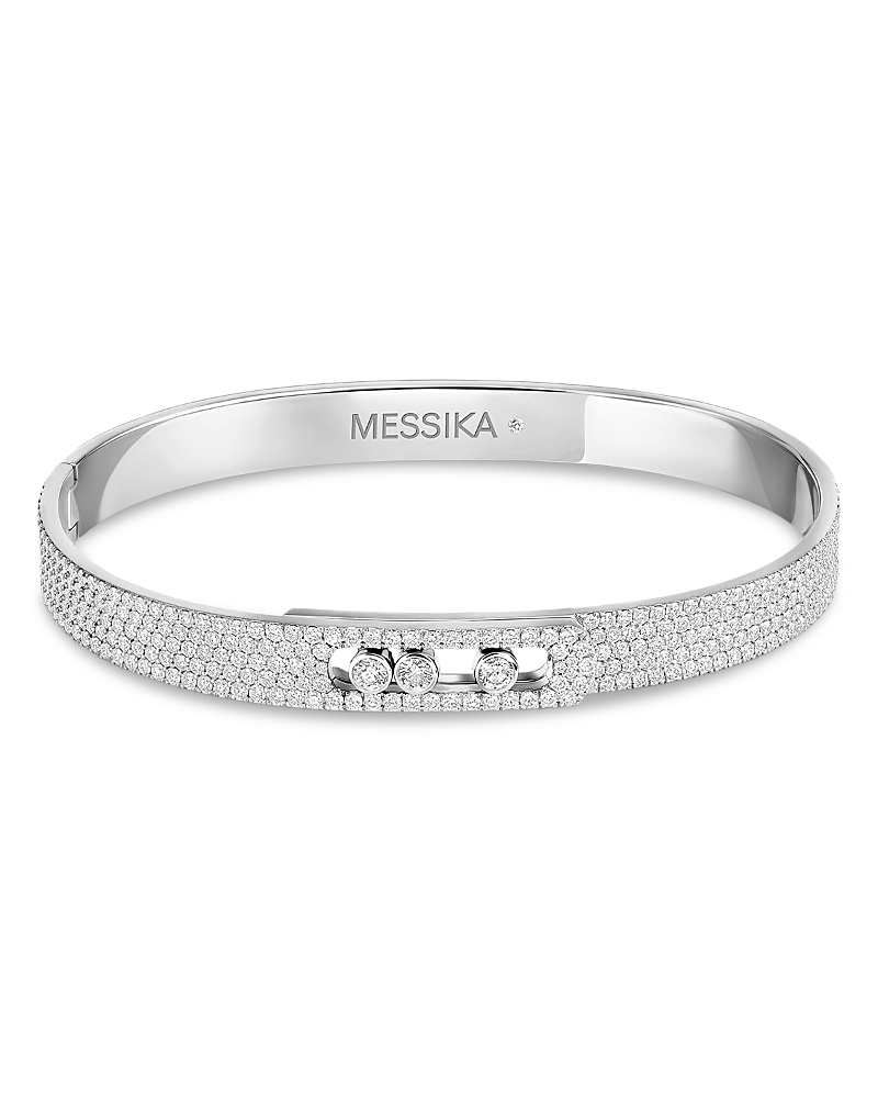 Messika 18K White Gold Move Noa Diamond Pave Bangle Bracelet