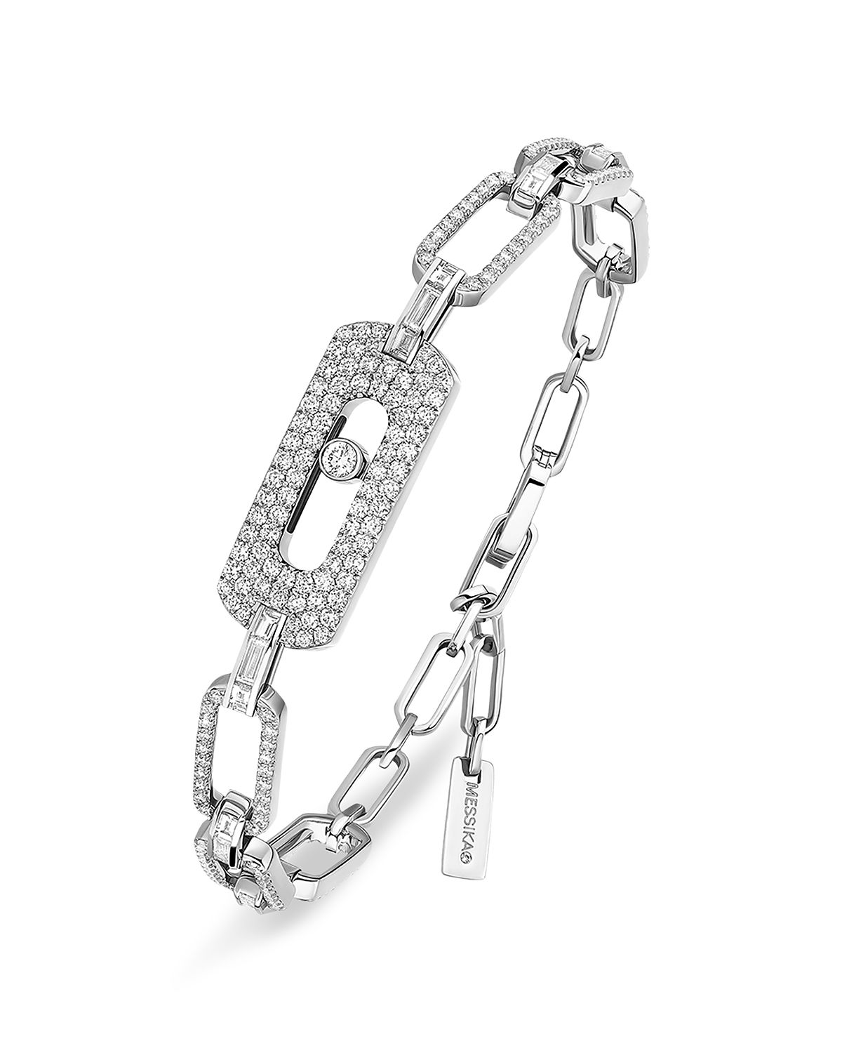 Messika 18K White Gold Move Link Diamond Chain Bracelet
