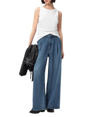 Haze High Rise Pleat Jeans in Mid Indigo