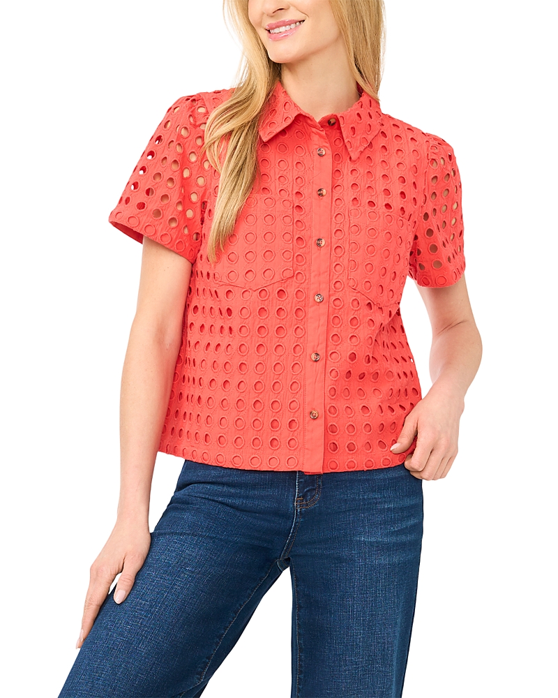 Cece Eyelet Short Sleeve Shirt
