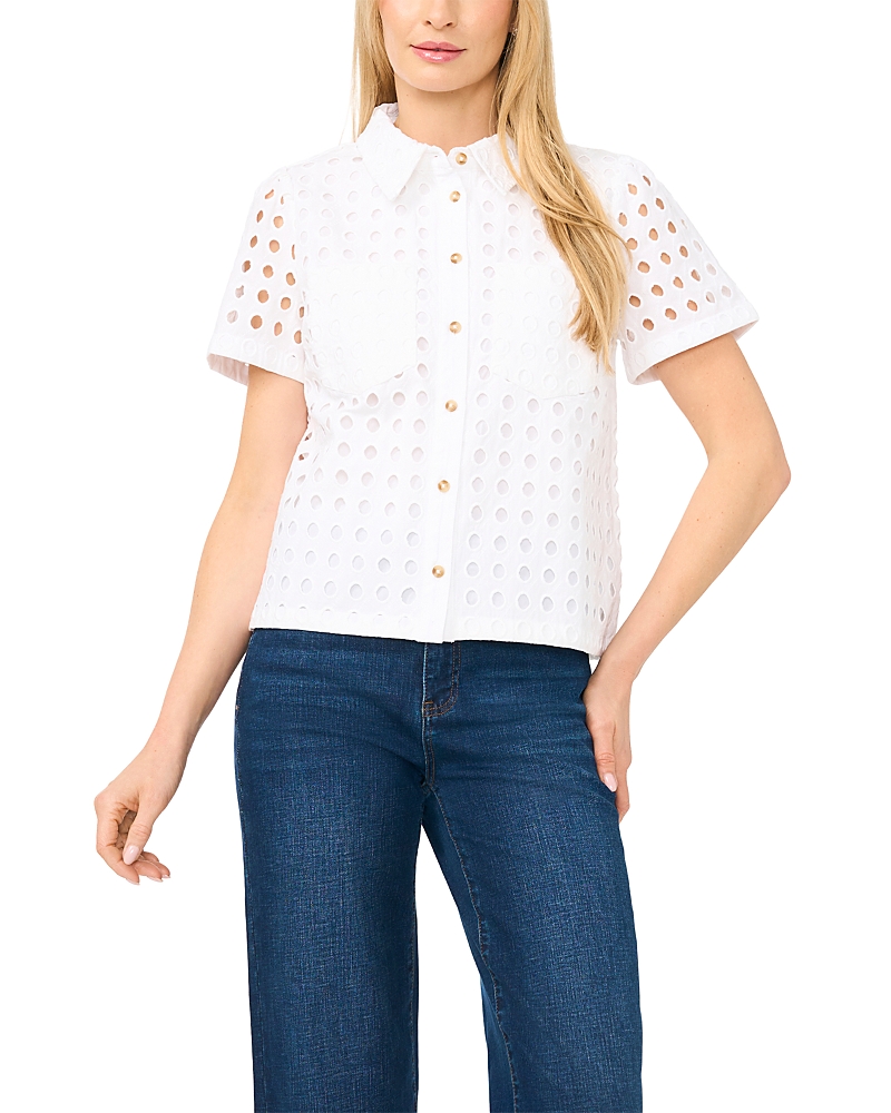 Cece Eyelet Short Sleeve Shirt