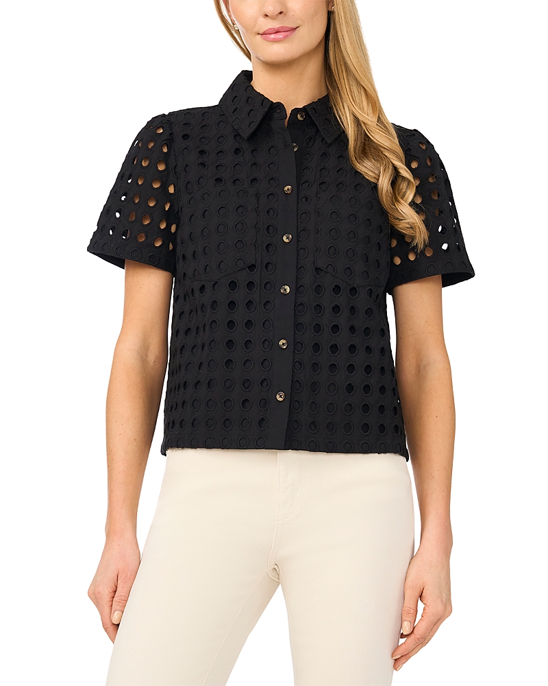 CeCe Eyelet Short Sleeve Shirt