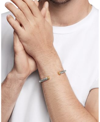 Men's Cable Classic Cuff Bracelet with 18k Gold
