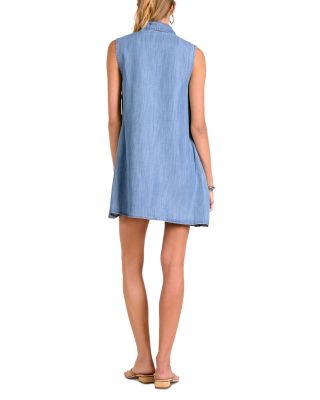 Chambray Sleeveless Shirtdress