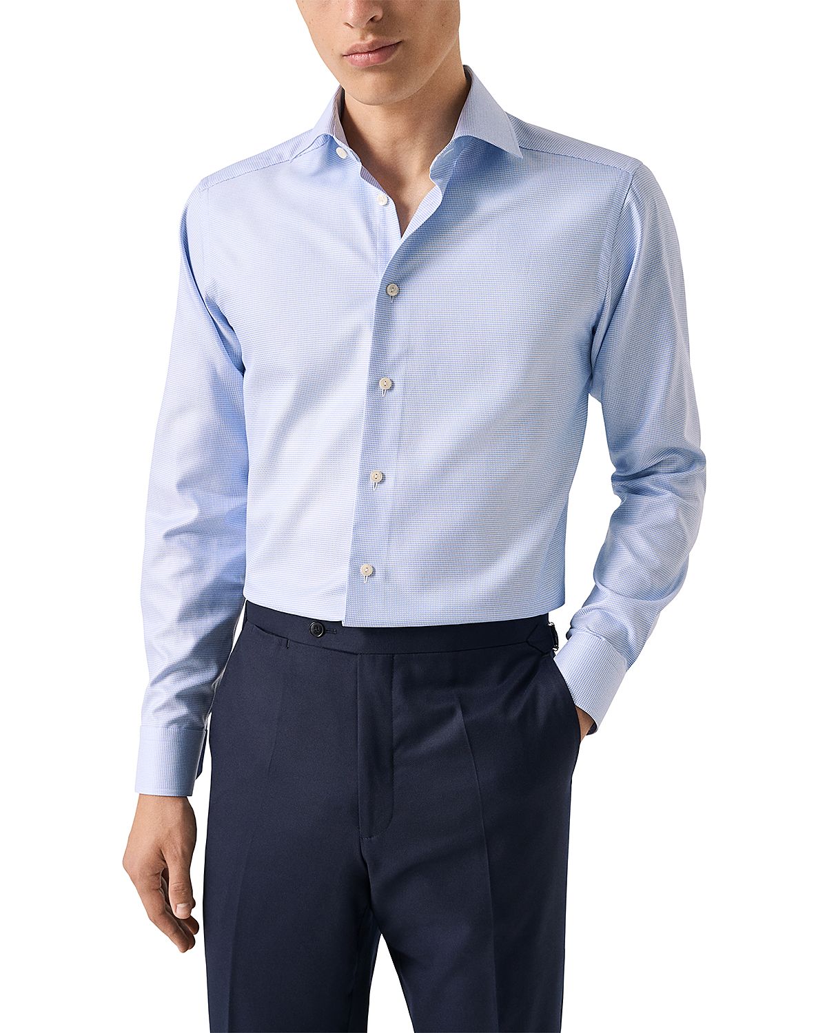 Eton Contemporary Fit Semi Solid Textured Twill Shirt