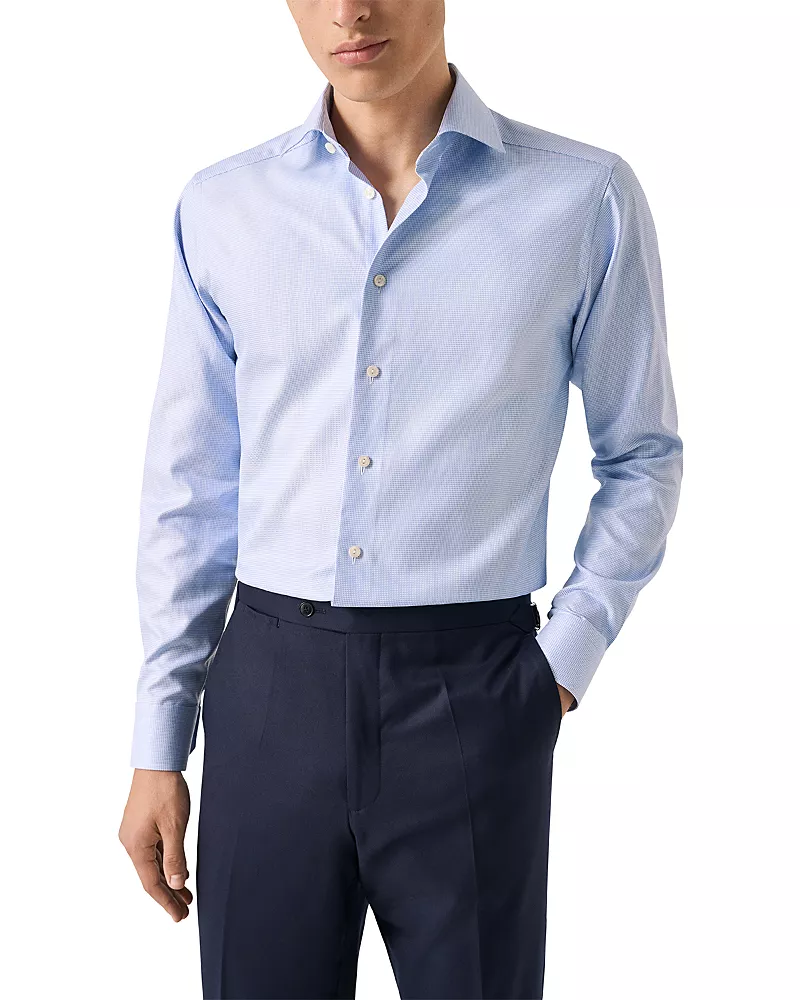 Eton Contemporary Fit Semi Solid Textured Twill Shirt