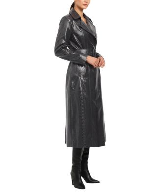 Metis Suede Python Printed Belted Trench Coat