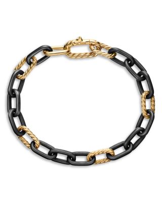 DY Madison&reg; Chain Bracelet in Black Titanium with 18K Yellow Gold, 8.5mm