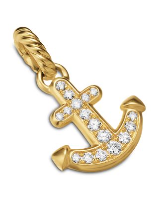 Anchor Amulet in 18K Yellow Gold with Diamonds, 14.5mm