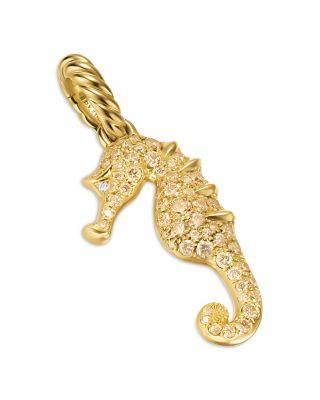 Seahorse Amulet in 18K Yellow Gold with Cognac Diamonds and Diamonds, 22mm