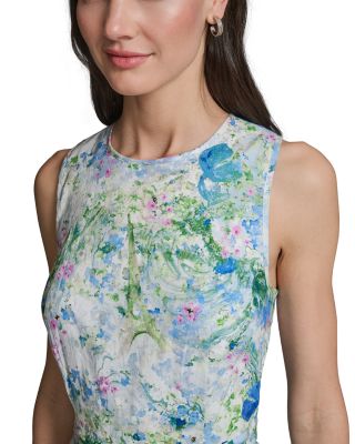 Printed Sleeveless Tie Back Midi Dress