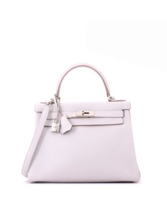 Kelly 28 Handbag Grey Clemence with Palladium Hardware
