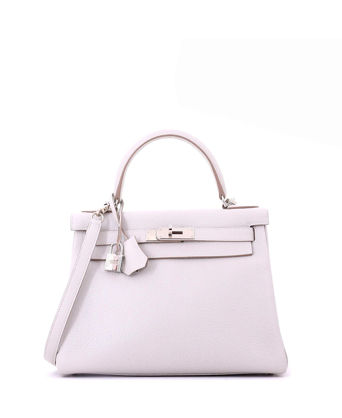 Pre-Owned HERMES Kelly 28 Handbag Grey Clemence with Palladium Hardware