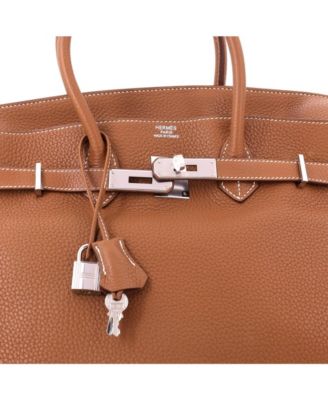 Birkin 35 Handbag Brown Clemence with Palladium Hardware
