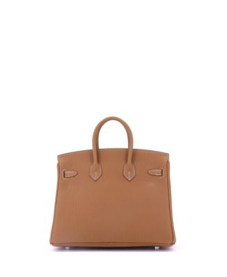 Birkin 25 Handbag Brown Togo with Palladium Hardware