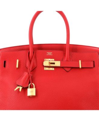 Birkin 30 Handbag Red Clemence with Gold Hardware