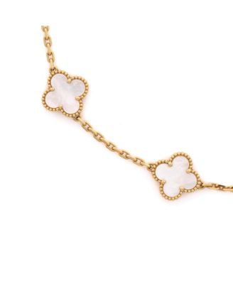  Vintage Alhambra 10 Motifs Necklace 18K Gold and Mother of Pearl, 16.75"