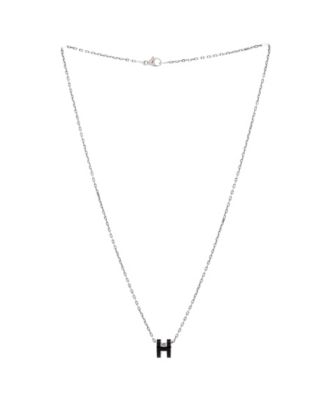 Mini Pop H Pendant Chain Necklace Metal and Enamel, 16"