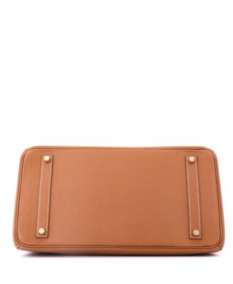 Birkin 35 Handbag Brown Veau Grain Lisse with Gold Hardware