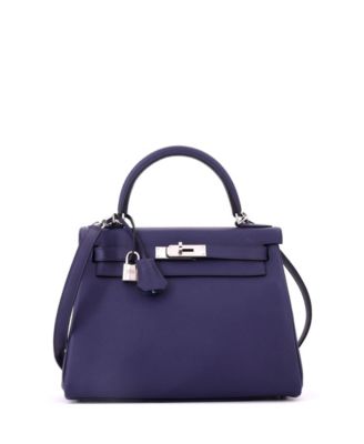 Kelly 28 Handbag Verso Evercolor with Palladium Hardware