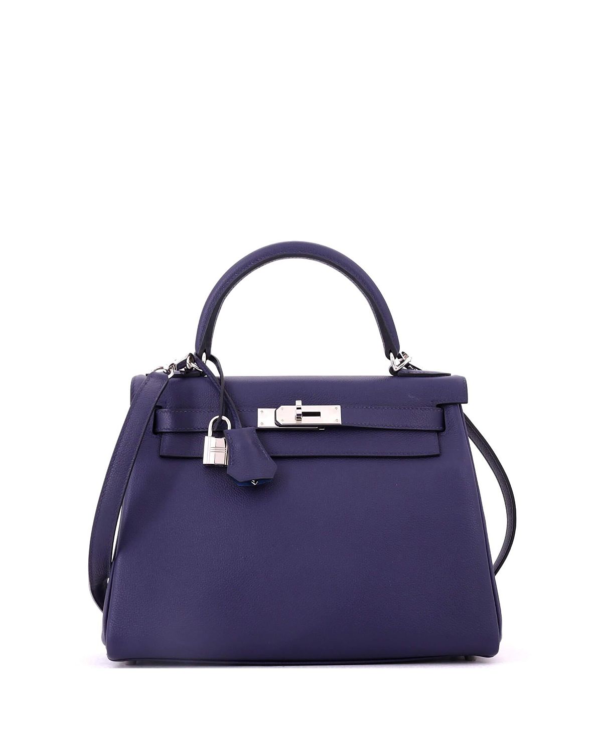 Pre-Owned HERMES Kelly 28 Handbag Verso Evercolor with Palladium Hardware