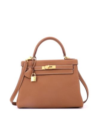 Kelly 28 Handbag Brown Togo with Gold Hardware