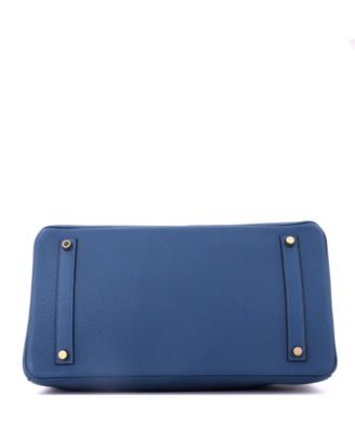 Birkin 35 Handbag Blue Clemence with Gold Hardware