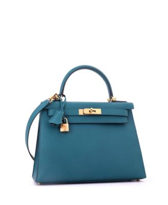 Kelly 28 Handbag Green Epsom with Gold Hardware