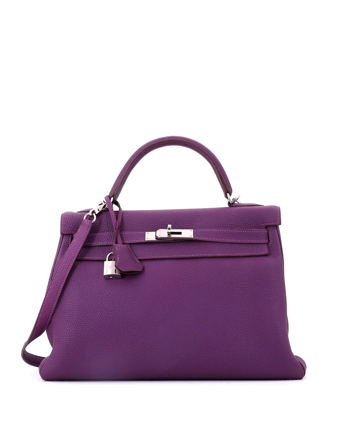 Pre-Owned HERMES Kelly 32 Handbag Purple Togo with Palladium Hardware