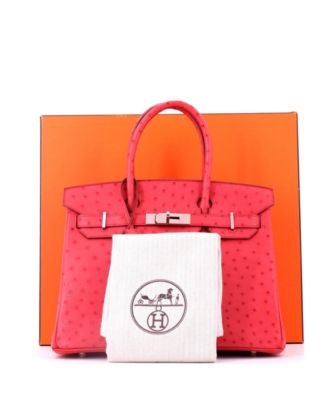 Birkin 30 Handbag Pink Ostrich with Palladium Hardware