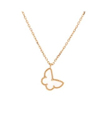  Sweet Alhambra Butterfly Pendant Necklace 18K Gold and Mother of Pearl, 15.75"