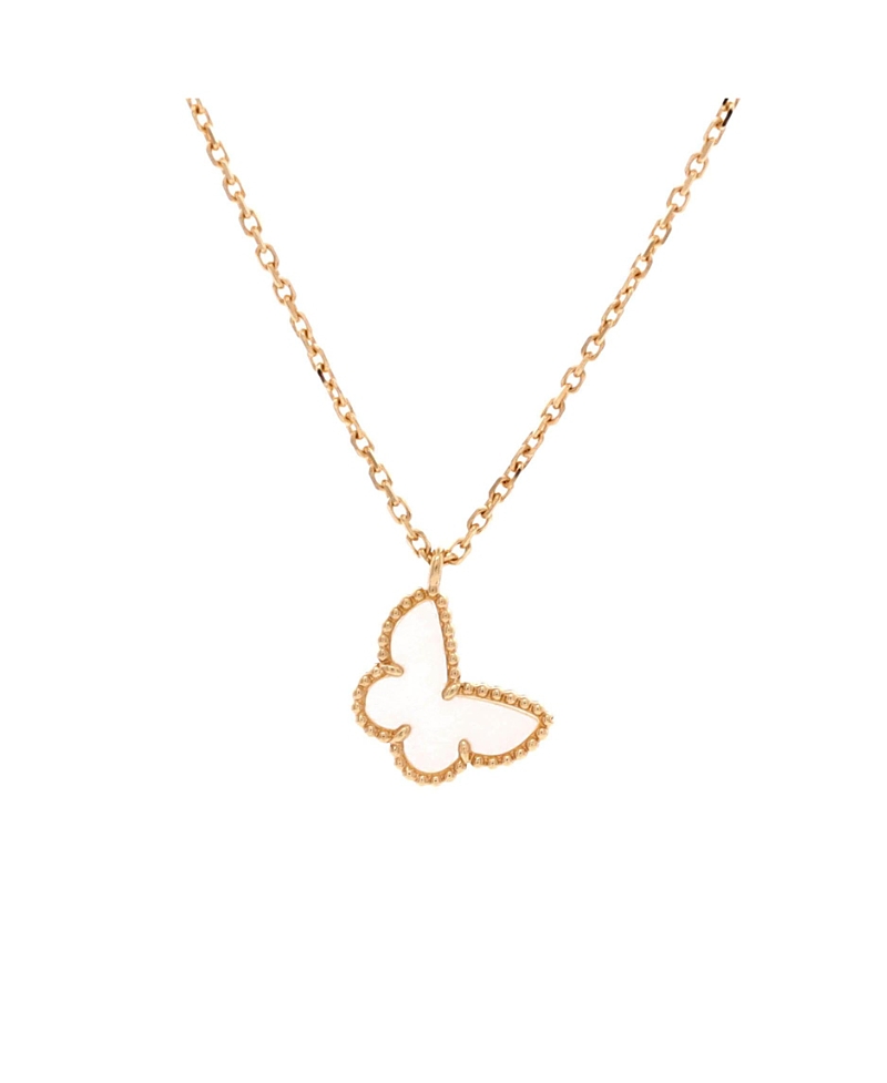 Pre-Owned Van Cleef & Arpels Sweet Alhambra Butterfly Pendant Necklace 18K Gold and Mother of Pearl, 15.75"