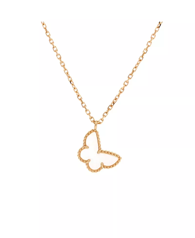Pre-Owned Van Cleef & Arpels Sweet Alhambra Butterfly Pendant Necklace 18K Gold and Mother of Pearl, 15.75"