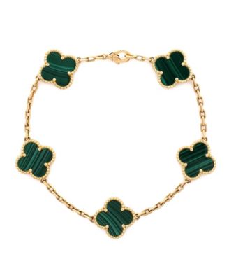  Vintage Alhambra 5 Motifs Bracelet 18K Gold and Malachite