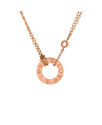  2 Diamonds Love Pendant Necklace 18K Rose Gold and Diamonds, 16.25"