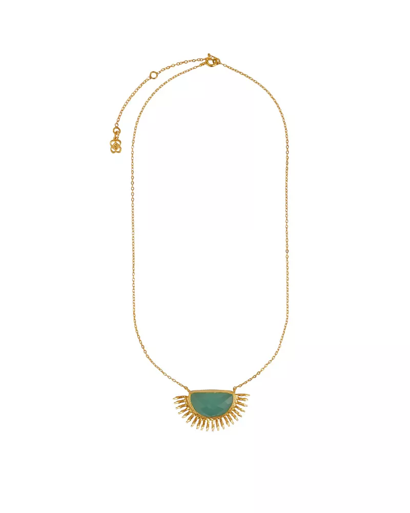 Ottoman Hands Women's Sunrise Aqua Chalcedony Pendant Necklace