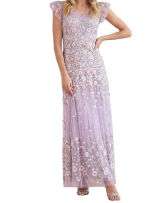 Ethereal Blooms Short Sleeve Ankle Gown