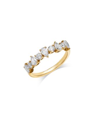 Diamond Pear & Round Band in 18K Gold, 1.02 tcw