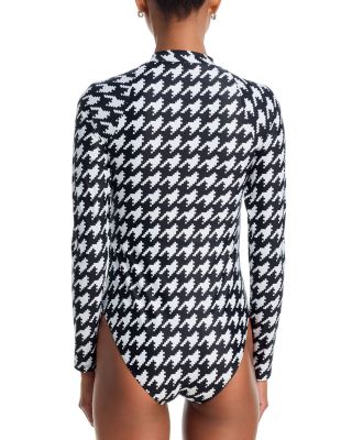 Half Zip Long Sleeve One Piece Swimsuit